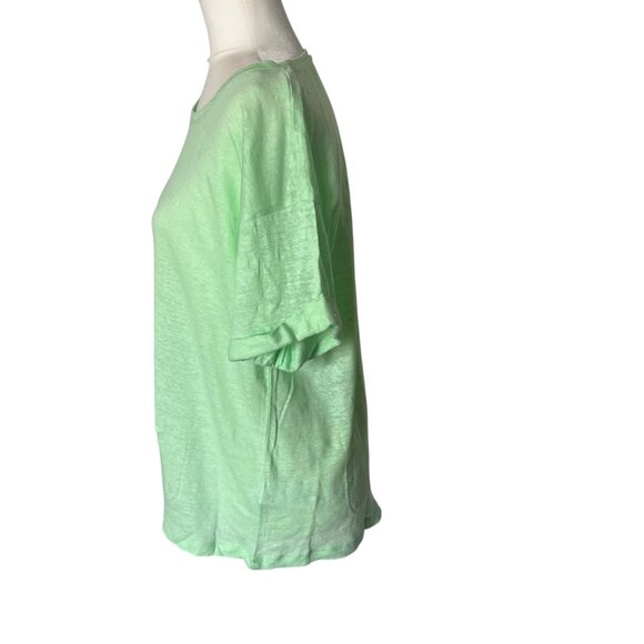 J.Crew 100% Linen Tee Crew Neck Green Color Size Large - Picture 3 of 10